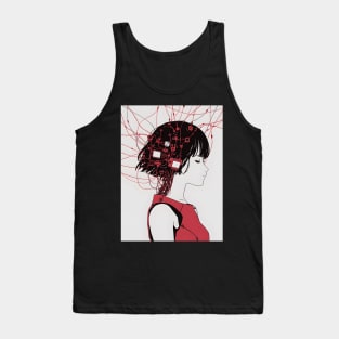 Enter the Digital Realm: Cyberpunk Aesthetics, Mind-Bending Anime, and Futuristic Manga Art Tank Top